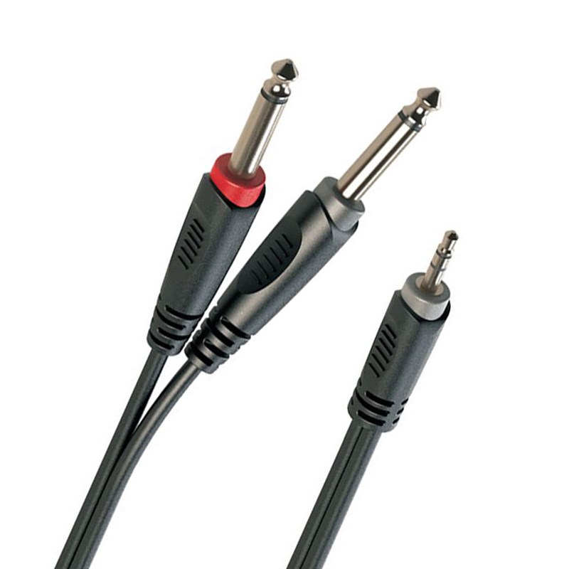 Sounsation SJJJ-15BK 1.5m Cable - 3.5mm Jack Male Stereo to 2 Mono 6.3mm Jack Male